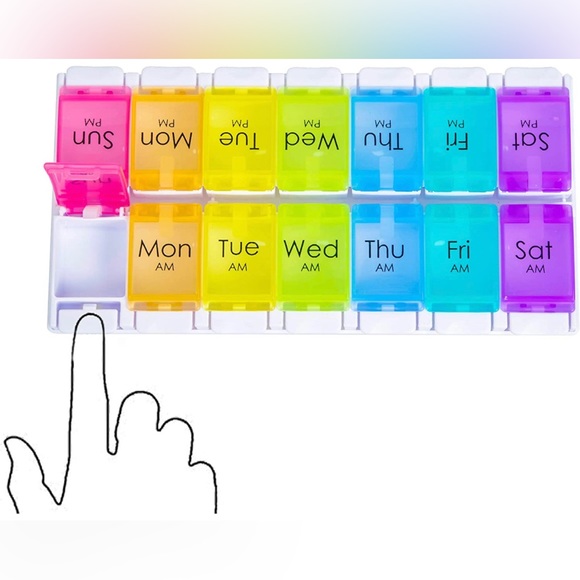 Daily Vitamin Box AM PM Pill Case Organizer Weekly Pop Up 7 Day (8.Rainbow) - Picture 6 of 7